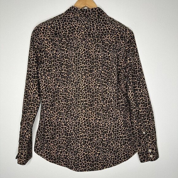 J Crew Button up Shirt Size M Leopard Print Long Sleeve Signature Fit - Picture 6 of 11